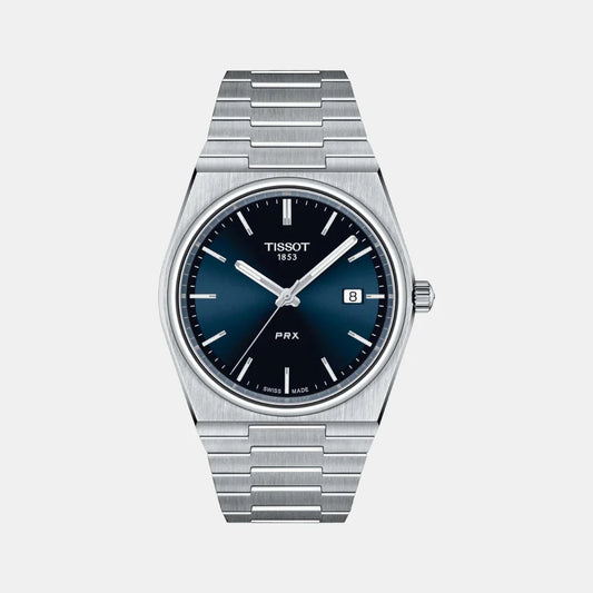 Men Blue & Silver-Toned Analogue Watch T1374101104100